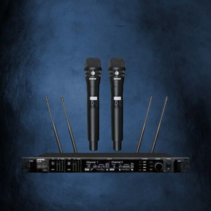 Shure Axient AD4D draadloos microfoonsysteem met KSM8 handheld microfoon voor professionele zang, speech en evenementen